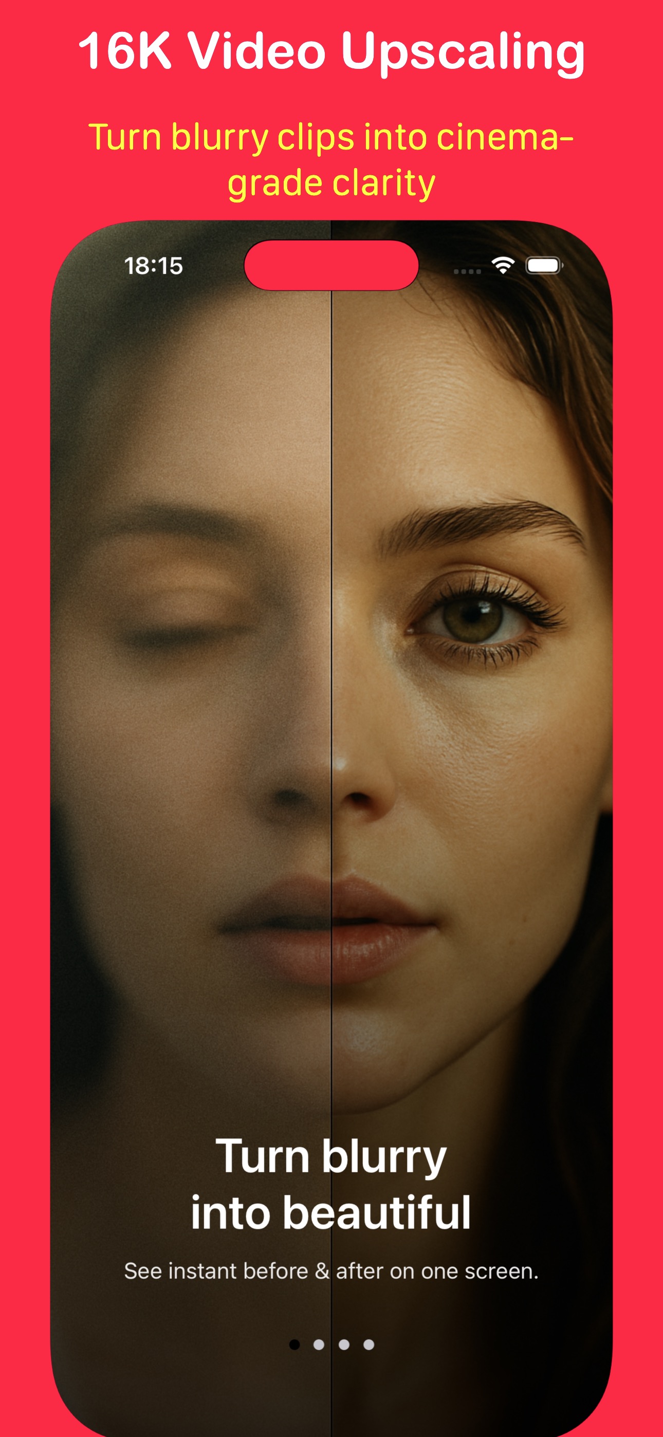 Video Upscaler app main conversion screen with AI quality presets