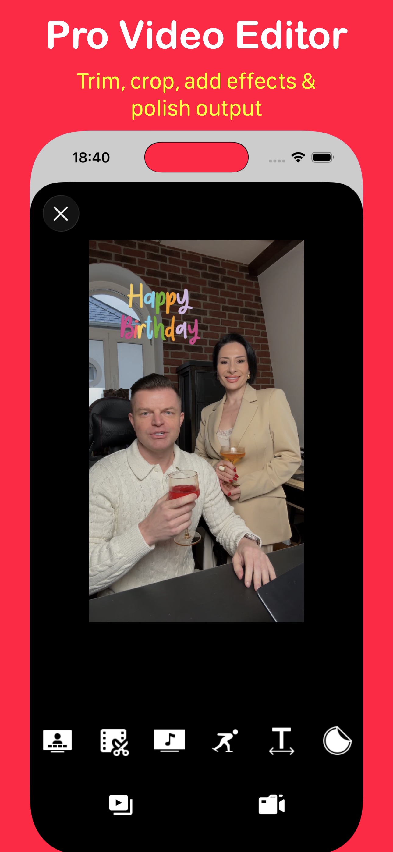 App screenshot for editing tools and smart video enhancement options